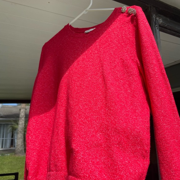 Loft Outlet Red Sz Med with Rhinestones on shoulder - Picture 4 of 14